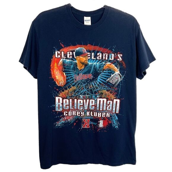 Corey Kluber 2017 Blue Cleveland Indians Gildan Graphic T-Shirt Medium - Picture 8 of 8
